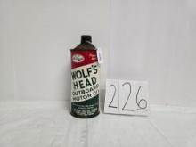 Wolfhead's Outboard Motor Oil Full Can Good Conditon