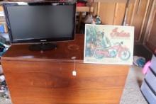 Indian Motor Cycle Sign, table and TV