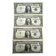 Lot of 4 Series 1957 A and 1957 B $1 Silver Certificates