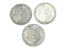 Lot of 3 Morgan Silver Dollars - 1883, 1884 & 1884