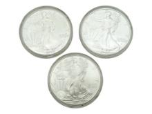 Lot of 3 American Silver Eagle Dollars - 2008, 2023 & 2023