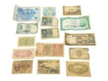 Large Lot of Foreign Currency Banknotes - Italy, France, Japan, etc.