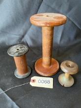 Vintage Industrial Wooden Textile Spools