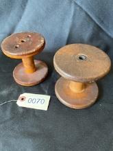 Vintage Industrial Wooden Textile Spools