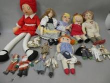Lot 15 Vintage Assorted Soft Plush Dolls