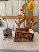 "Welcome" Chainsaw Carving