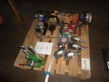 MISC. LOT OF TOOLS. VICE, CIRCULAR SAW, 2 POWER DRILLS, HAND PUNCH, VICE, W