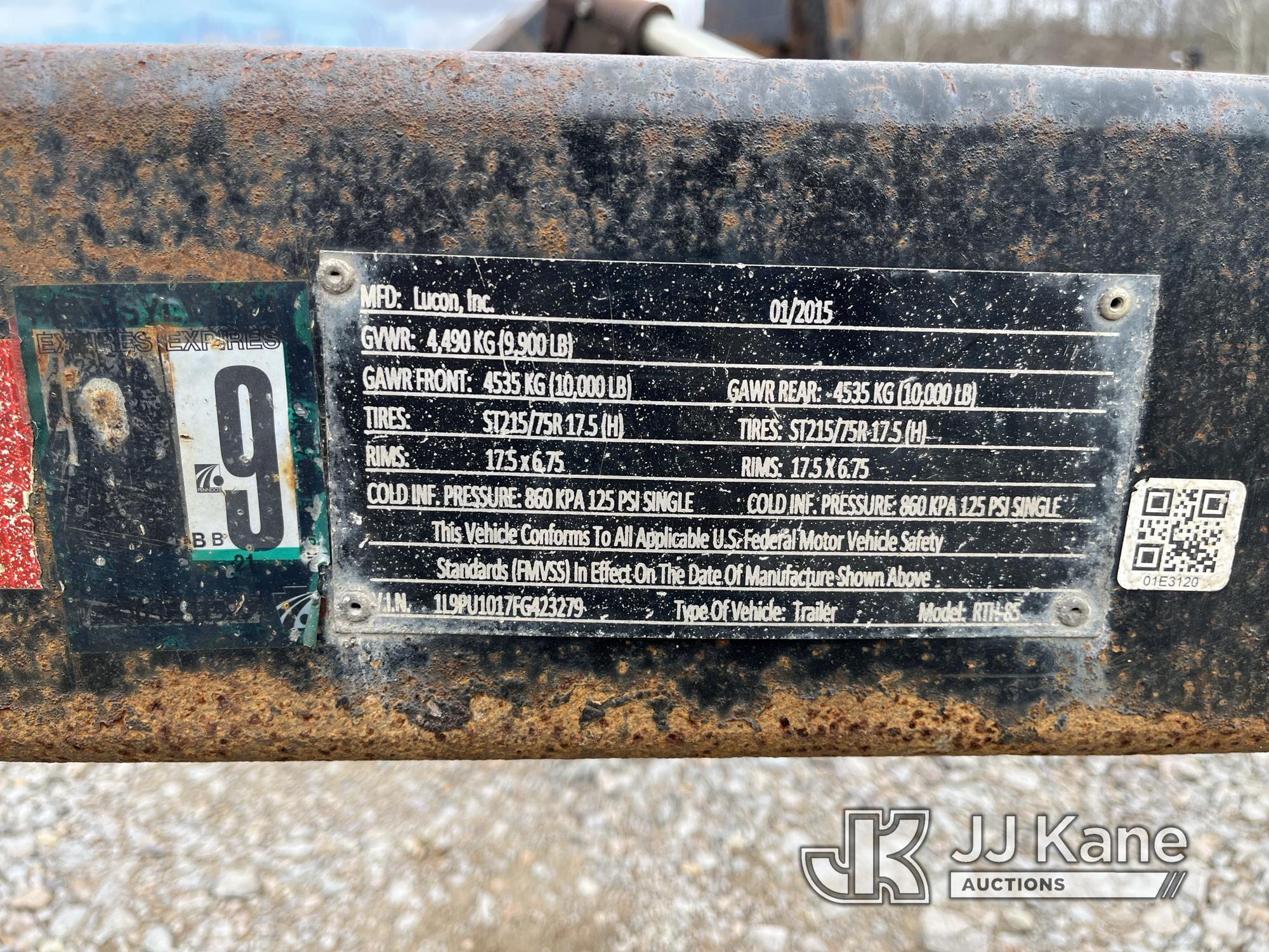 (Smock, PA) 2015 Lucon Inc. RTH-85 Reel Trailer No Plug, Rust Damage