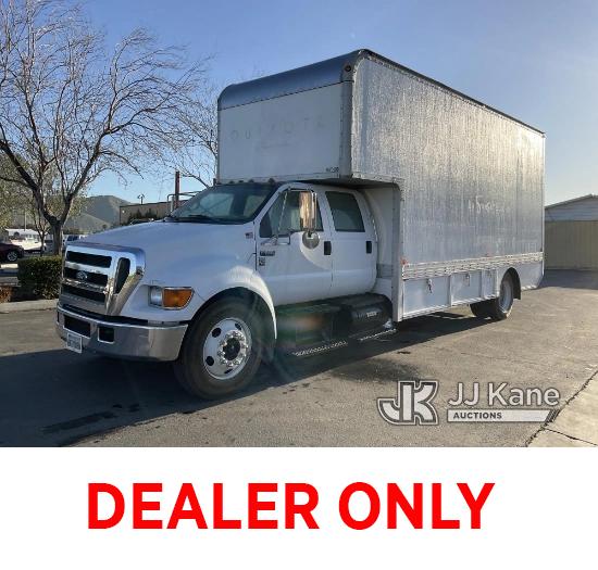 (Jurupa Valley, CA) 2007 Ford F650 Crew Cab Van Body Truck Runs & Moves (ABS Light On), Must Be Regi