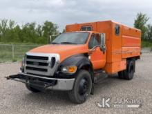 2015 Ford F650 Chipper Dump Truck Runs & Moves) (Dump Will Not Operate Lever Frozen, No Brakes, ABS 