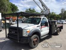 Terex LT40, Articulating & Telescopic Bucket mounted behind cab on 2015 Ford F550 4x4 Flatbed Truck 