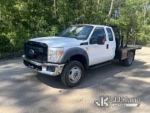 2011 Ford F450 4x4 Flatbed Truck Runs & Moves) (Check Engine Light On, Service Battery Light On, Cra
