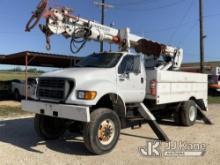 Telelect Commander, Digger Derrick rear mounted on 2001 Ford F750 Utility Truck starts with a jump, 