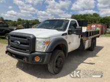 2012 Ford F550 4x4 Flatbed Truck Runs, Moves, Engine Light