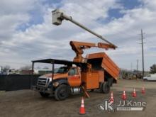 Altec LR760E70, Over-Center Elevator Bucket Truck mounted behind cab on 2012 Ford F750 Chipper Dump 