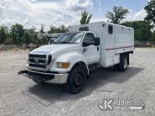 2013 Ford F650 Chipper Dump Truck Runs & Moves) (Check Engine Light On, Warning Alarm In Cab, Starte