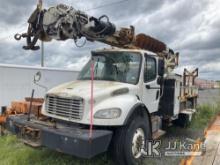 Altec DM47-BB, Digger Derrick rear mounted on 2016 Freightliner M2 106 4x4 Flatbed Truck Wrecked, Pa