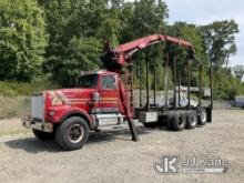 (Shrewsbury, MA) Hood 7000, Grappleboom/Log Loader Crane mounted behind cab on 1997 Western Star 490