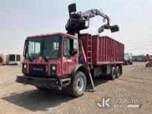 Prentice 992287, Grappleboom Crane mounted behind cab on 1998 Mack MR688S Dump Debris Truck Runs, Mo