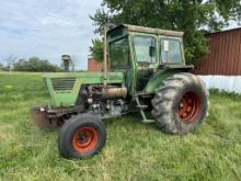 DEUTZ D13006 TRACTOR, CAB, 3PT, NO TOP LINK, PTO, 2-REMOTES, 23.1-30 REAR TIRES, REBUILT ENGINE, NOT TURBO, 6169 HOURS SHOWING, NEW FRONT TIRES, BF 6-CYLINDER 913 IS THE ENGINE, S/N: 7937-177, (6) FRONT WEIGHTS)