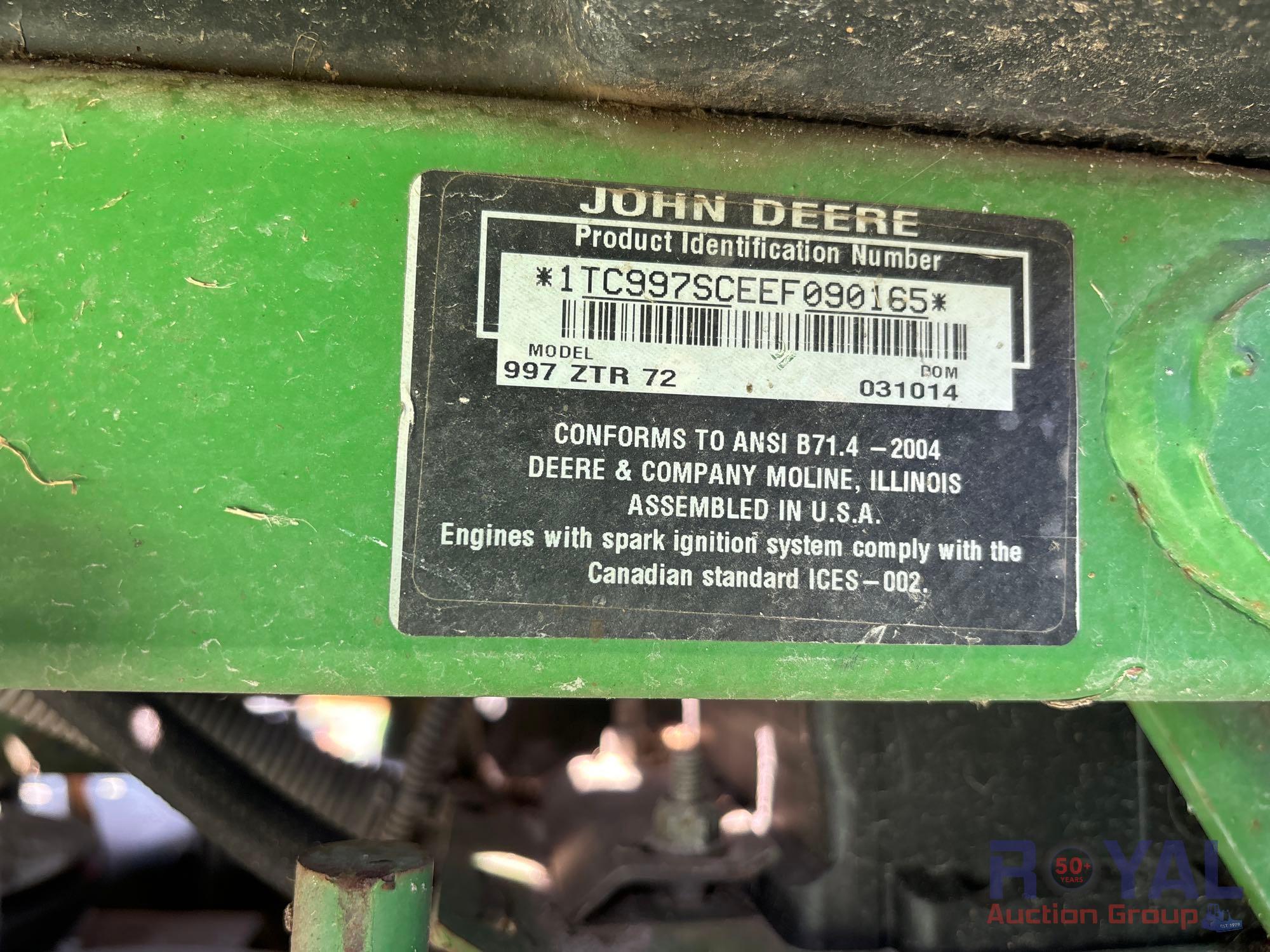 2014 John Deere 997 ZTR 72in Zero Turn Mower