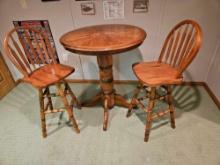 36 inch bar table with 2 swivel stools