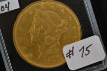 1904 Liberty Head Twenty Dollar Gold Piece; AU