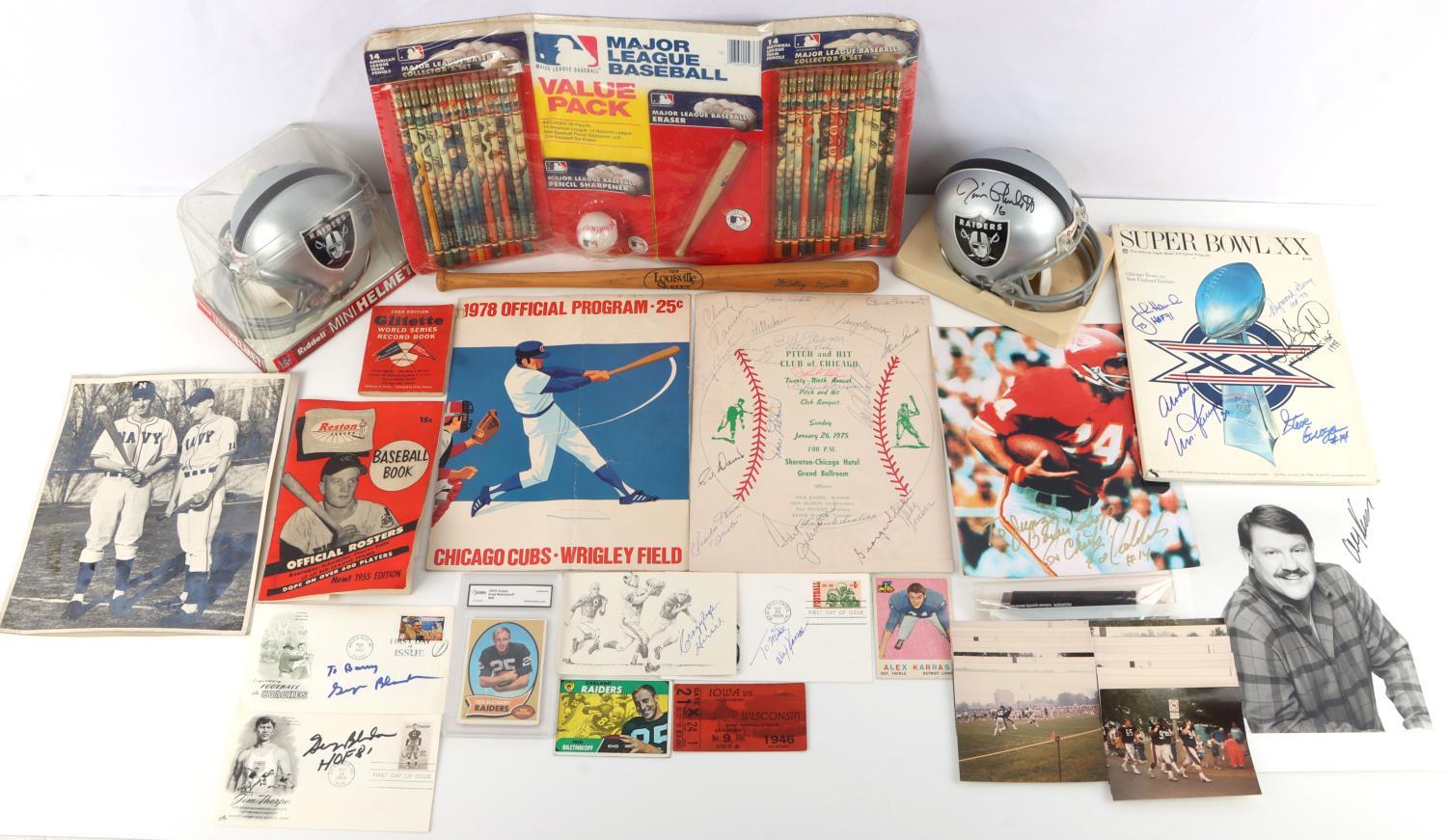 LARGE FOOTBALL BASEBALL AUTOGRAPH MEMORABALIA LOT