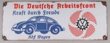 WWII GERMAN ARBEITSFRONT VOLKSWAGEN WORKER SIGN