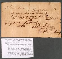 JOHN LINN BROTHER EDWARD REPUBLIC OF TEXAS RECEIPT