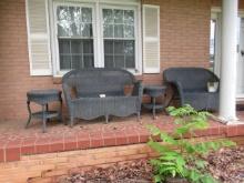 4 PCS. OF WICKER- 2 LOVESEATS AND 2 TABLES