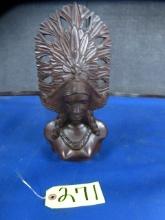 VINTAGE BALI WALNUT HAND CARVED WOMAN BUST