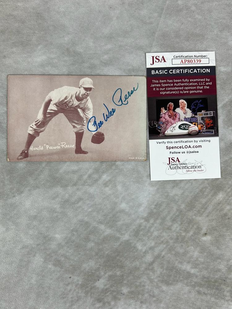 Peewee Reese Signed Exhibit Card- JSA