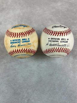Fergie Jenkins and Leo Gomez Signed National and American League Baseballs