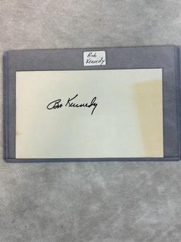 (6) Signed 3 x 5 Index Cards - Mitchell, Campbell, Kennedy, Harder, Keltner, and Feller