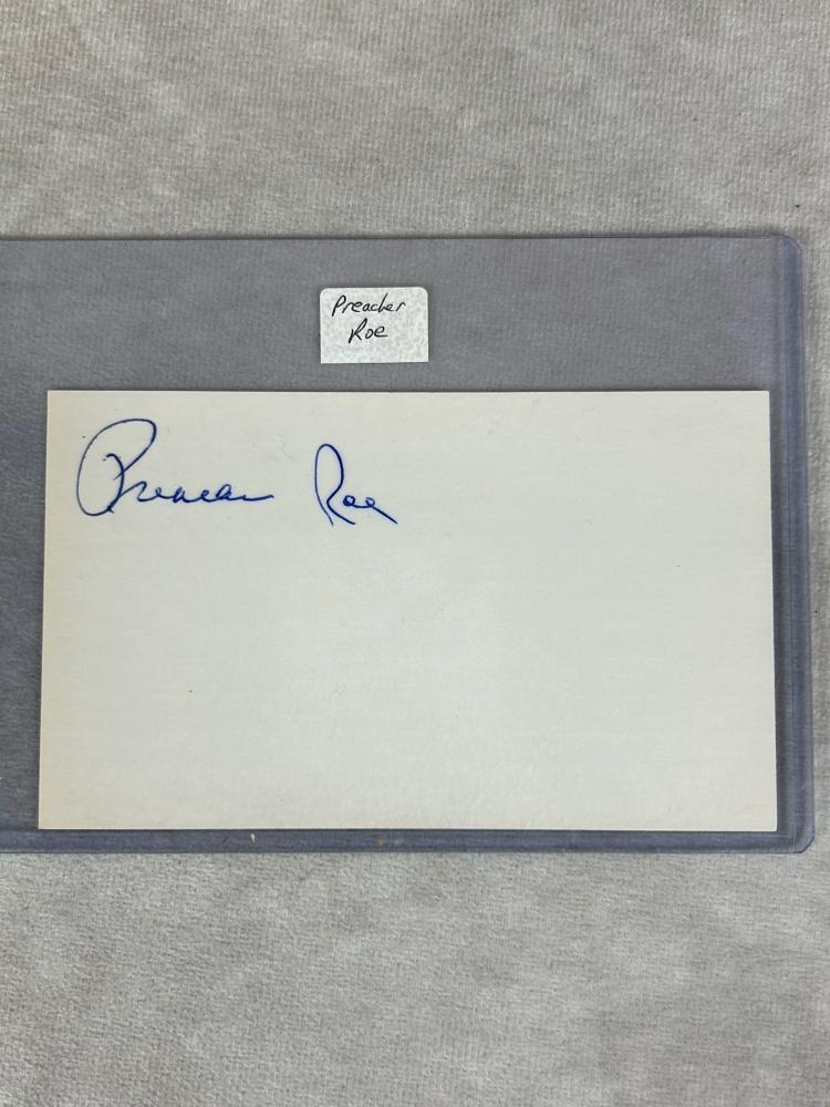 (6) Signed 3 x 5 Index Cards - Newcombe, Roe, Barrett, McDaniel, McMillen, Dobson