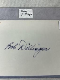(6) Signed 3 x 5 Index Cards - Dillinger, Mueller, Lockman, Friend, Gustine, and Dickson
