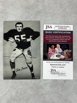 Tom Fears Signed Football Exhibit Card- JSA