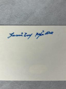 (2) Signed 3 x 5 Index Cards - Buck Leonard, and "Cool Poppa" Bell- JSA