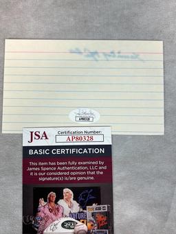 (2) Signed 3 x 5 Index Cards - Buck Leonard and "Cool Poppa" Bell- JSA