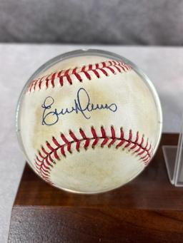 Eric Davis Signed National League Baseball with 1985 Fleer Card