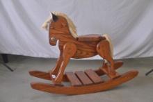 Child-size oak rocking horse