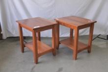 Two cherry coffee tables