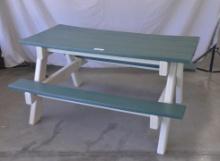Poly childrens picnic table, green and white