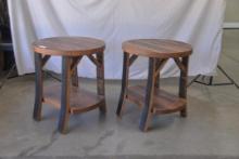 Two barrel-end tables