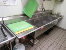 3-compartment sink w/ L & R drainboards