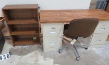 Home Office Lot, Desk, Chair & Small Book Shelf