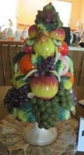 Ceramic fruit table decoration, 18" h x 9" w