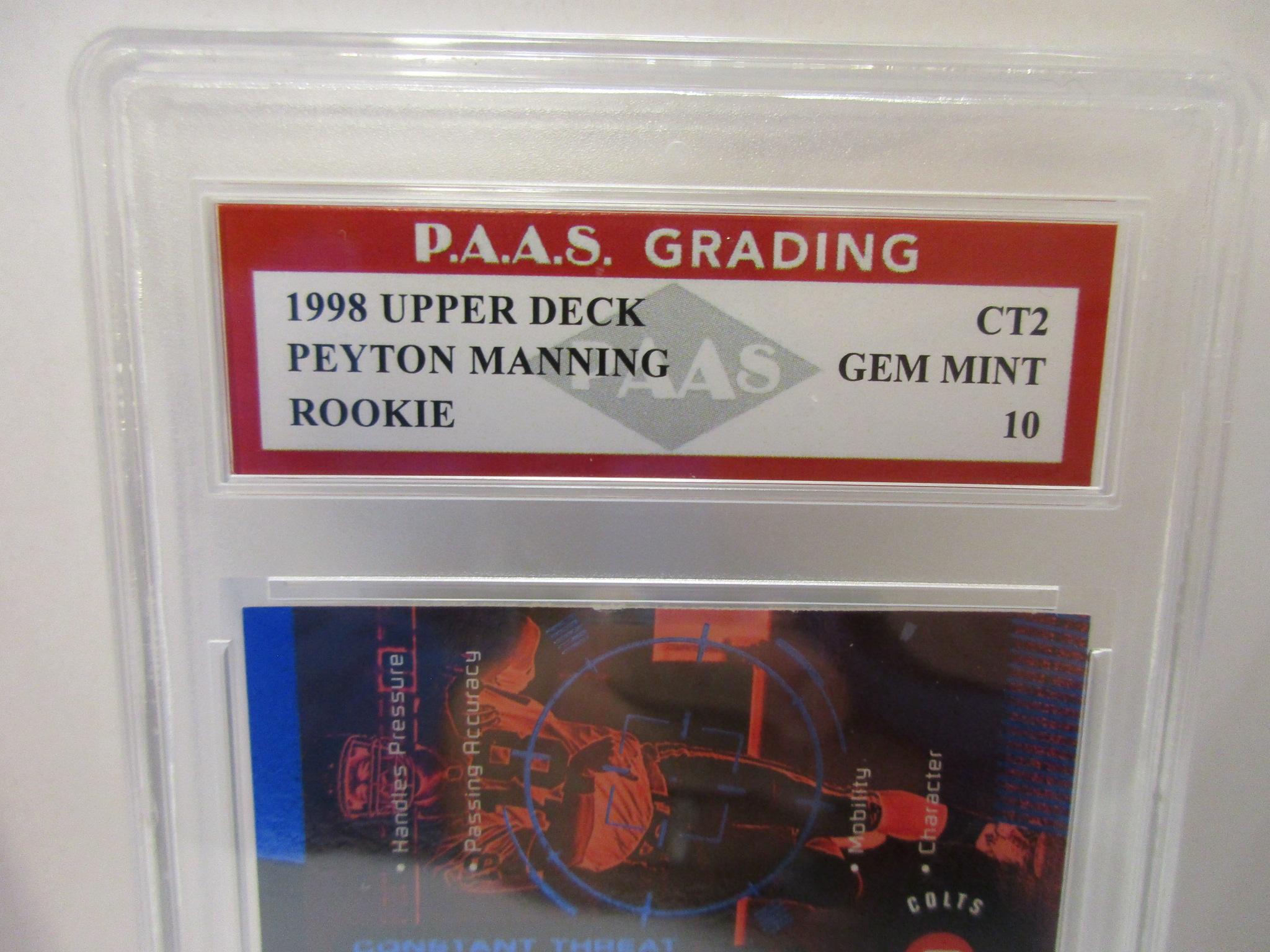 Peyton Manning Colts 1998 Upper Deck ROOKIE #CT2 graded PAAS Gem Mint 10