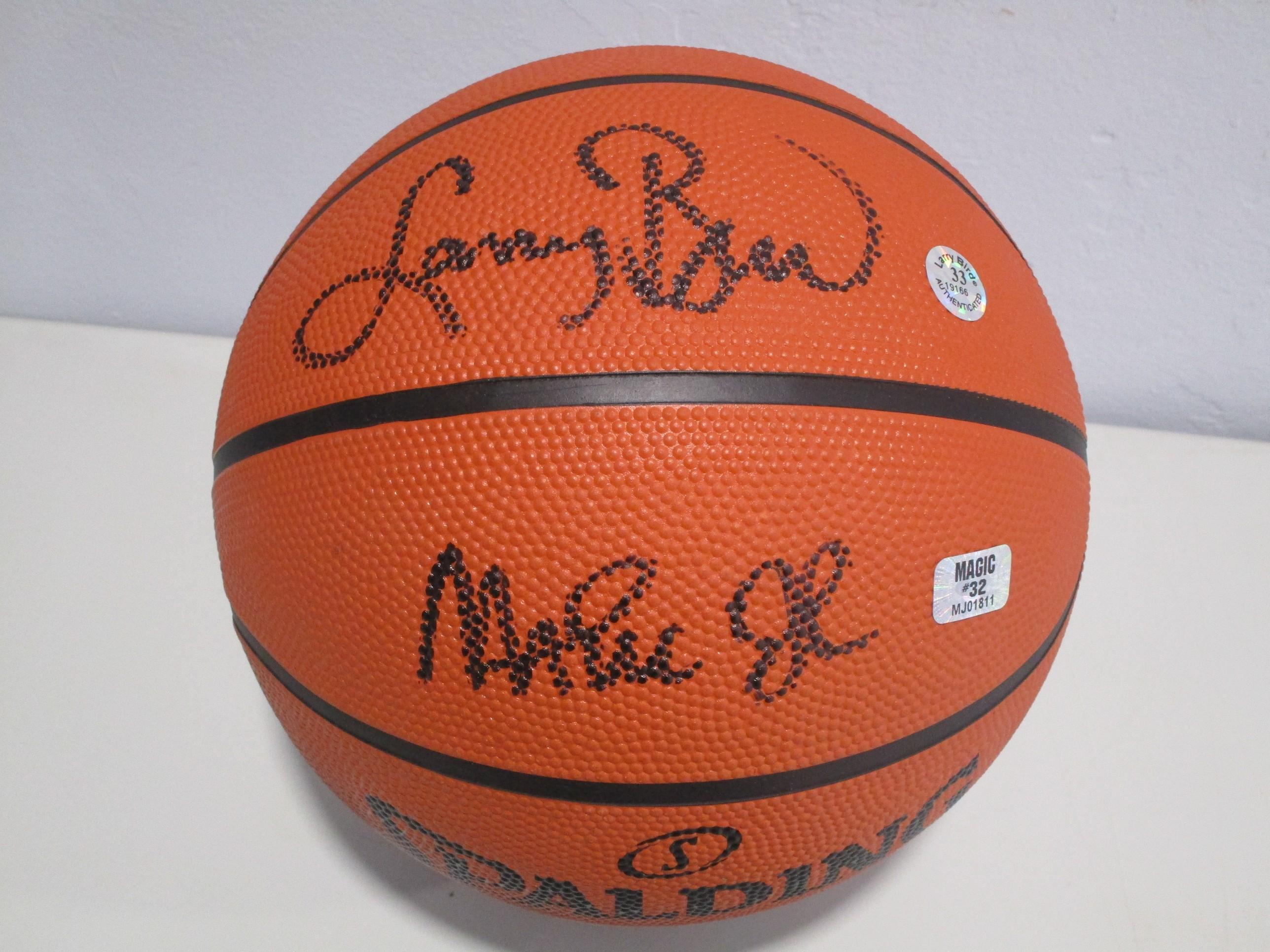 Larry Bird Magic Johnson signed autographed full size basketball Larry Bird Magic Johnson Holo